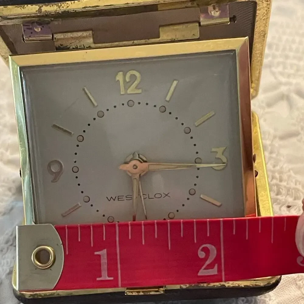 Vintage Westclox portable travel clock and alarm works!! 2-1/4